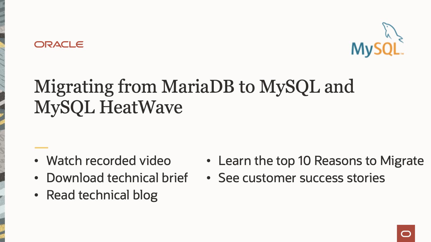 Migrating from MariaDB to MySQL