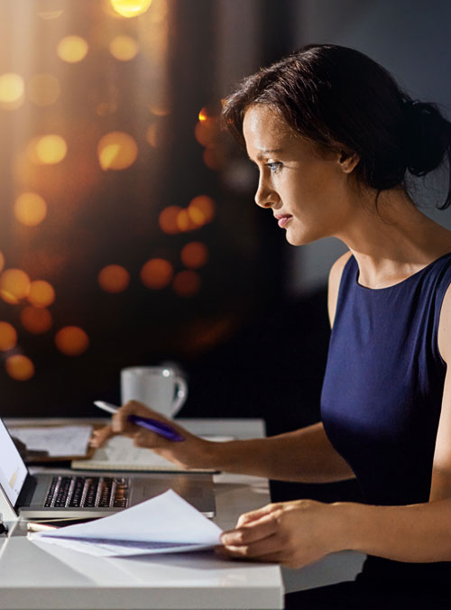 woman in front of computer